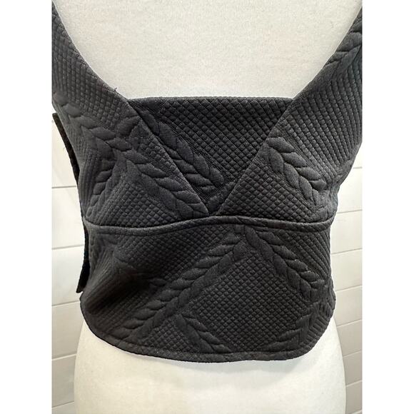 ANTHROPOLOGY Maeve Button-Side Crop Top V-Neck Sleeveless Black Size Small - Picture 14 of 15